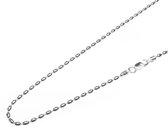 Link Necklace 16,18,20,24,30 inch Rhodium over 925 Sterling Silver Rice Bead 