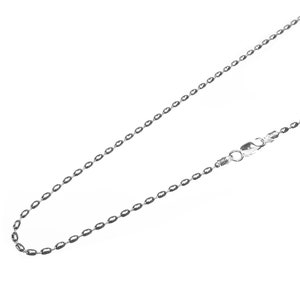 Sterling Silver 2.3 mm Rice Bead Chain, 925 Oval Bead Chain Necklace made in Italy