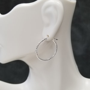 Sterling Silver Diamond Cut 2mm Hoop earrings, Silver Pop-Corn Cut Hoop Earrings