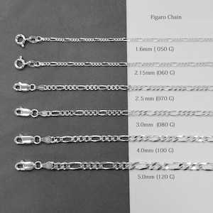 925 Sterling Silver Figaro Solid Chain Necklace / Bracelet For Women