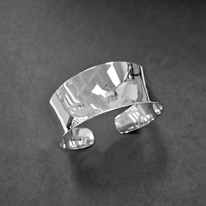 925 sterling silver wide open plain cuff bangel