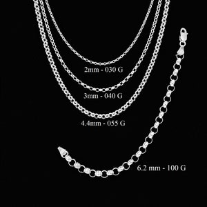 Sterling Silver Rolo 2mm, 3mm Circle Rolo Link Chain Necklace
