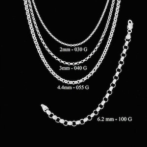 925 Sterling Silver Rolo Link Chain Necklace: Italy made 2mm, 3mm