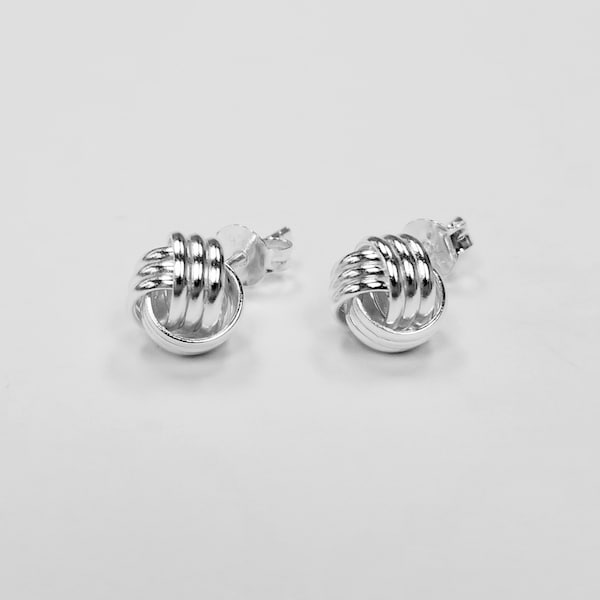 925 Sterling Silver Love Knot Stud Earrings ( 6 mm and 7.5 mm Available)