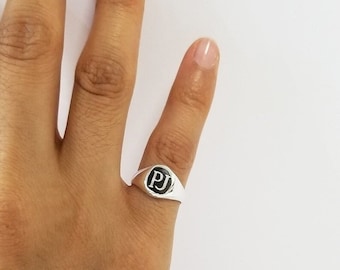 Sterling Silver Oval Pinky Signet Ring - Engrave Ring