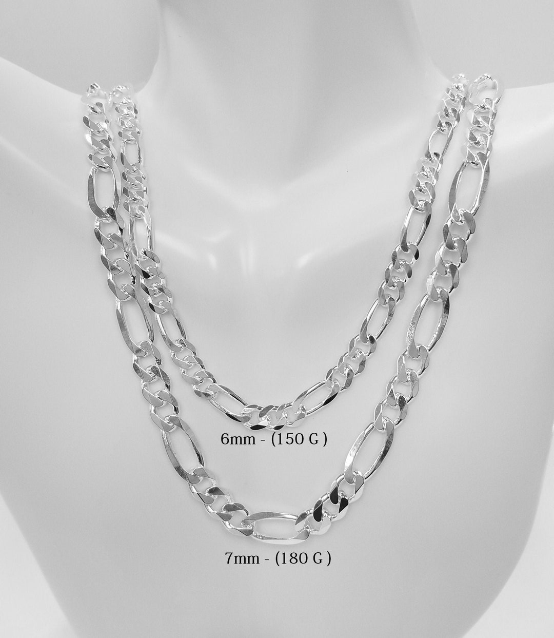 Mens Solid Heavy .925 Sterling Silver 5.5MM Thick Figaro