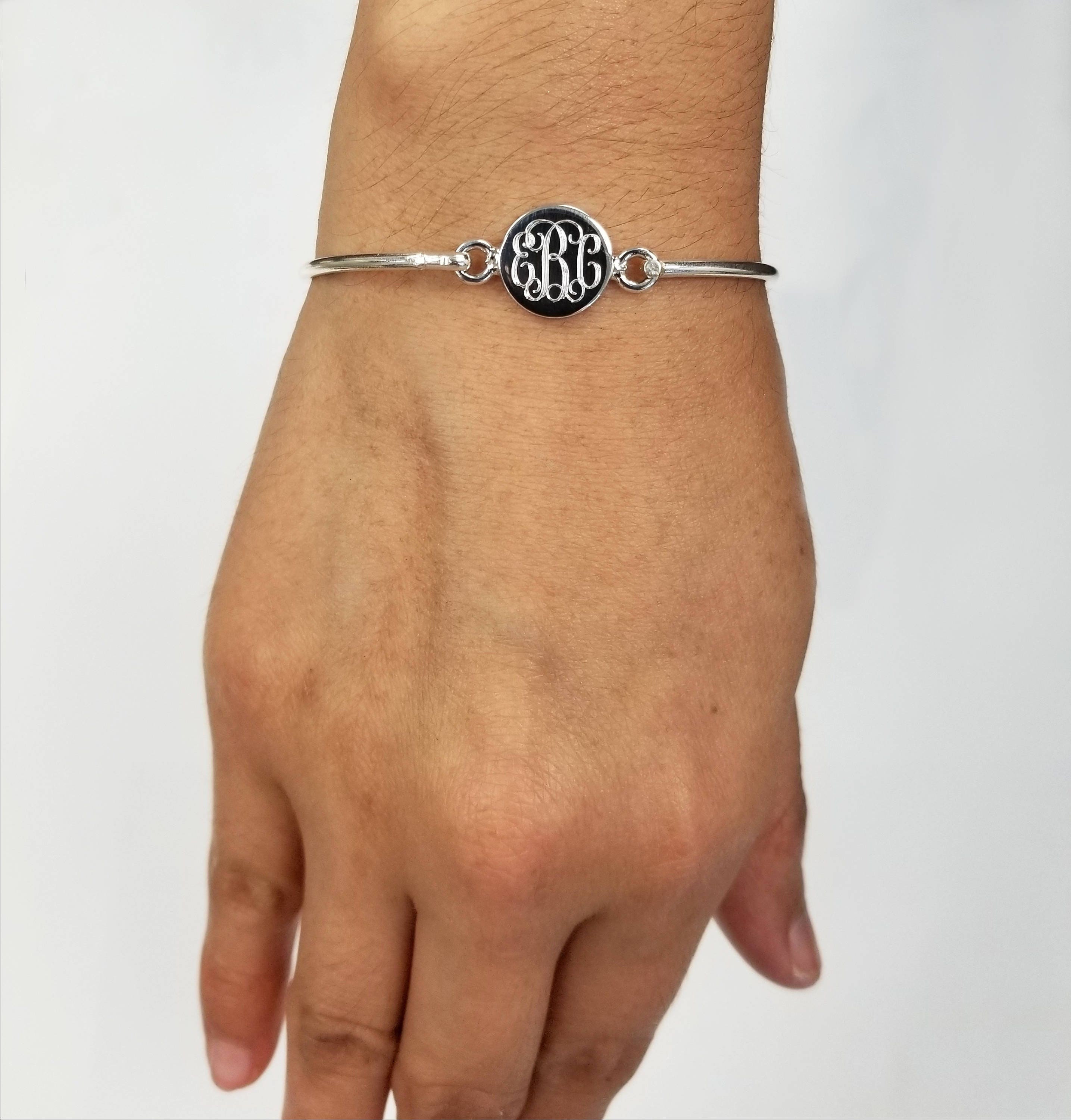 925 Sterling Silver 9 13 Year Old 6 1 2 Inch Monogram Bangle