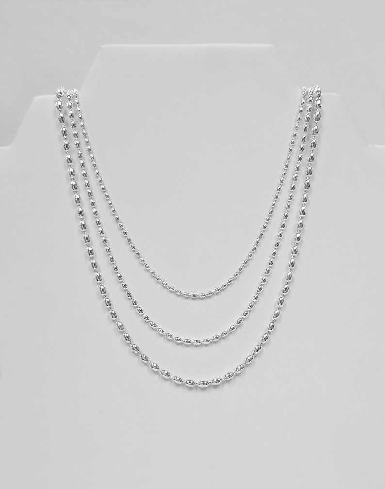 Sterling Silver 2.3 mm Rice Bead Chain, 925 Oval Bead Chain Necklace made in Italy image 7