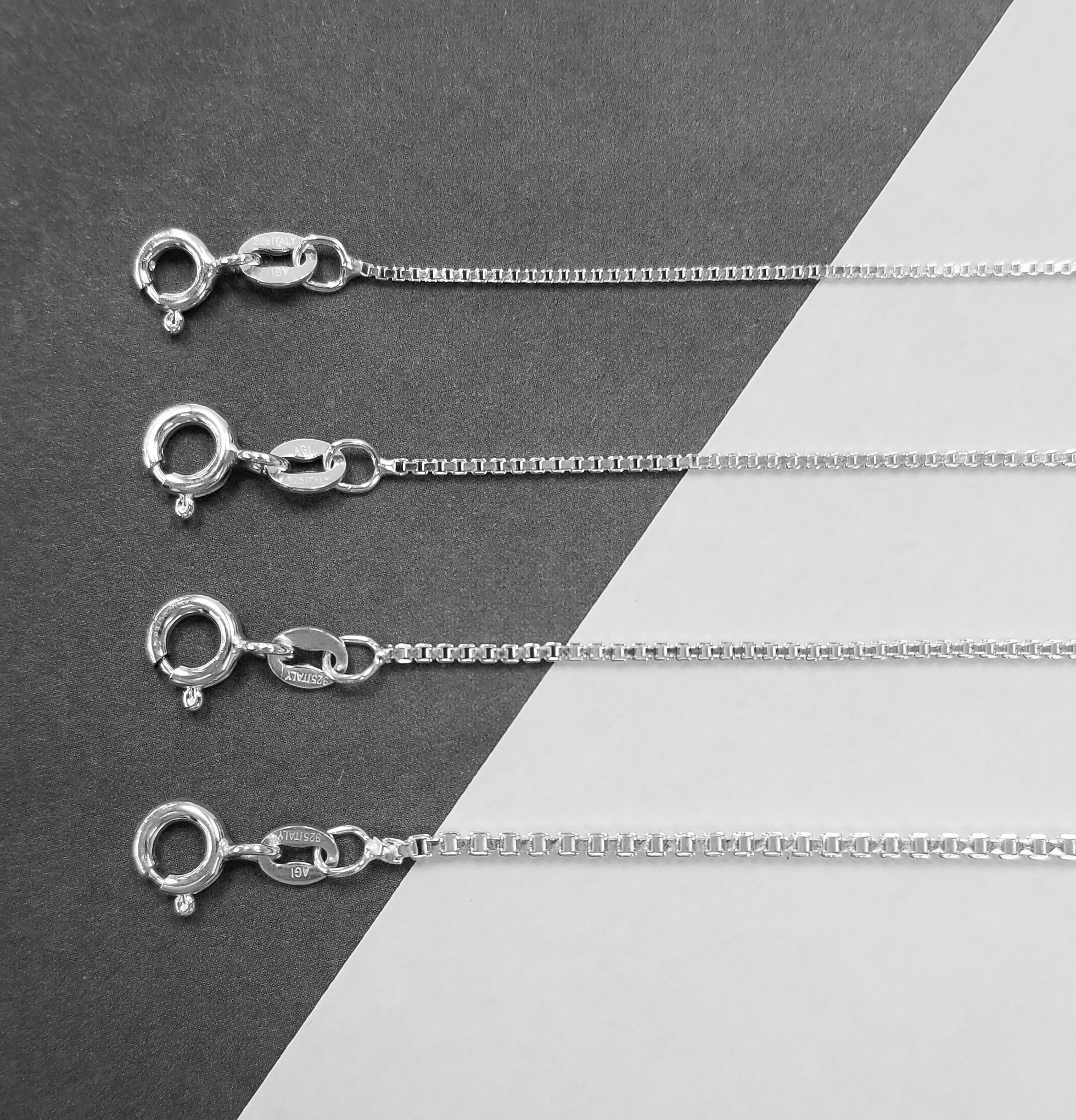 925 Sterling Silver 0.9mm (015 G) Box Chain Necklace, 14 925 Sterling Silver 0.9mm (015 G) Box Chain Necklace, 14