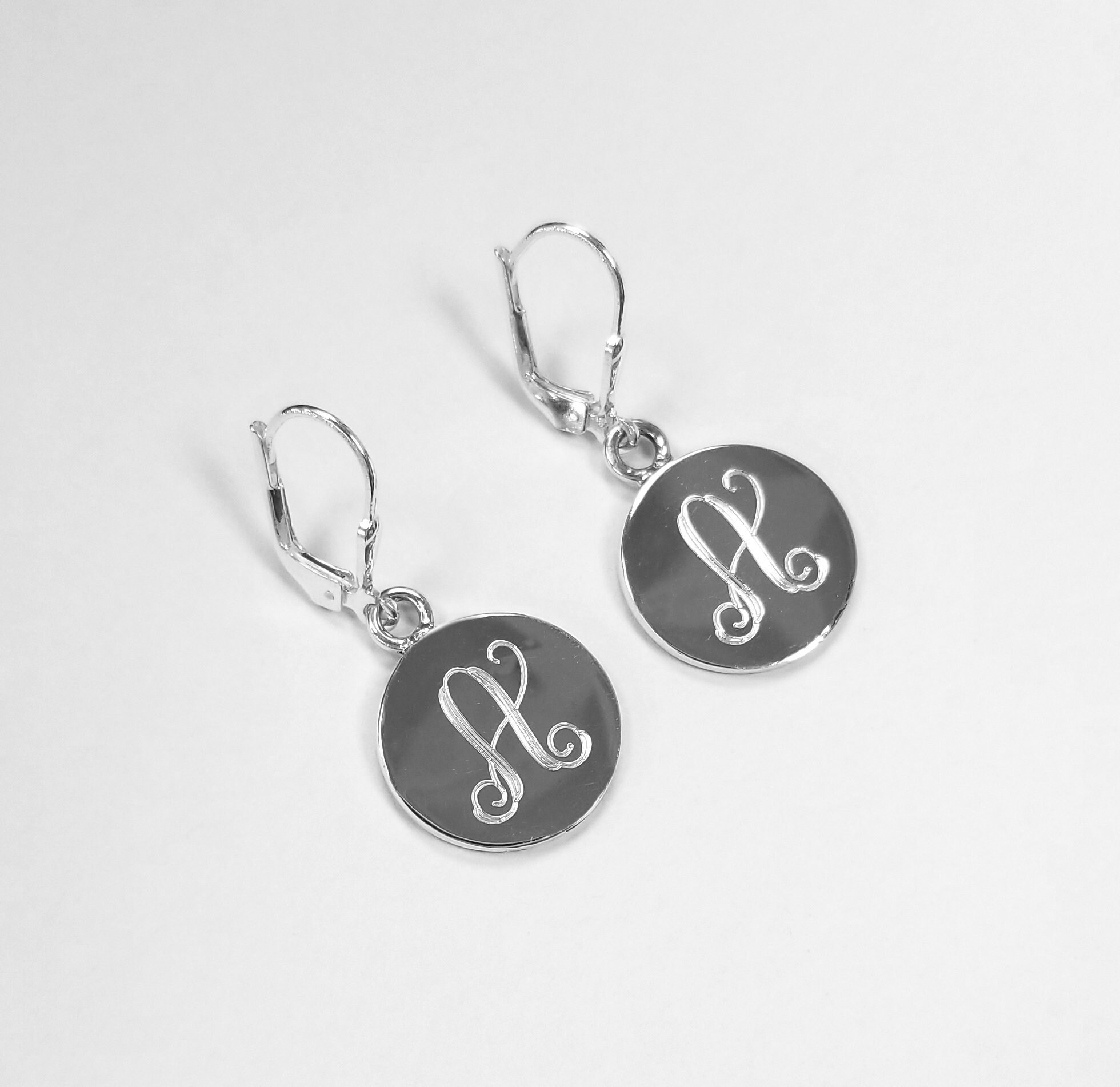 Sterling silver monogram best sale earrings