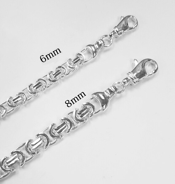 Sterling Silver Modern Flat Byzantine Chain Bracelet (6 Mm, 8 Mm