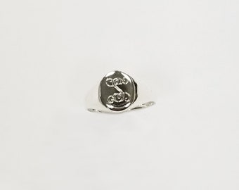 Sterling Silver Baby Signet Monogram Ring, 925 Silver Children's Ring