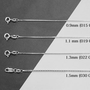 925 Sterling Silver 0.9mm (015G) to 2.4mm(045G) Box Chain Necklace, 14" to 30" Available(Made in Italy)