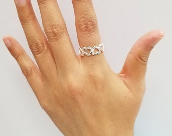 Sterling Silver Hearts all the way around band