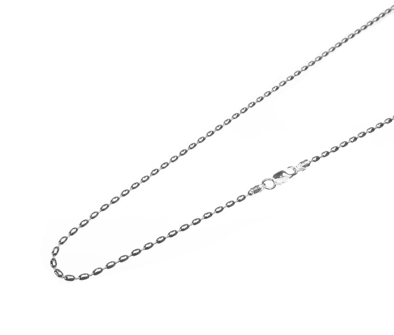 Sterling Silver 2.3 mm Rice Bead Chain, 925 Oval Bead Chain Necklace made in Italy image 1