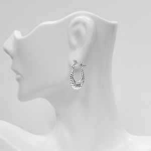 925 Sterling Silver Small Design Hoop earrings, (high polished)