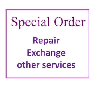 May include: A purple text box with the words "Special Order" at the top. Below the title are the words "Repair", "Exchange", and "other services".