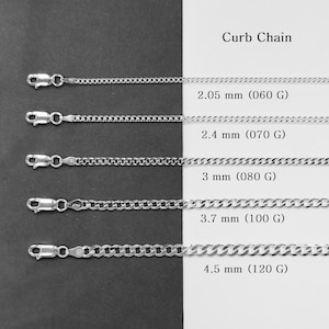 925 Sterling Silver Curb Solid Chain Necklace/Bracelet