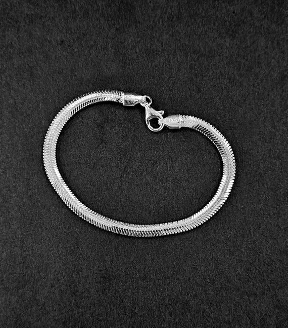 Bracciale Uomo Donna A Spina Di Pesce In Argento 925 Massiccio – Largo 3mm, Flessibile E Lucido, Varie Taglie
