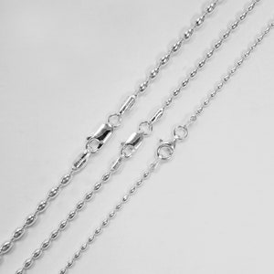 Sterling Silver 2.3 mm Rice Bead Chain, 925 Oval Bead Chain Necklace made in Italy image 2