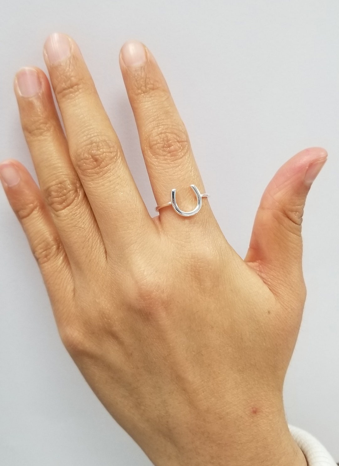 925 Sterling Silver Dainty Good Luck Horseshoe Ring - Etsy