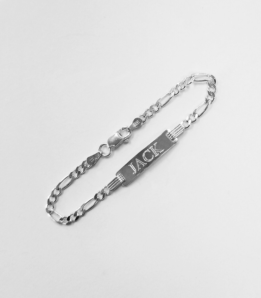 925 Sterling Silver Figaro ID Identity Bracelet – Adult & Child Sizes