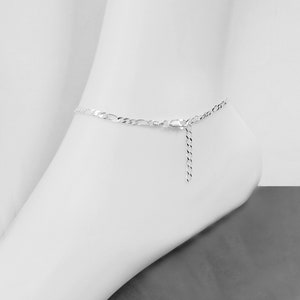 925 Sterling silver 3 mm Figaro Anklet Chain