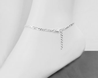 925 Sterling silver 3 mm Figaro Anklet Chain