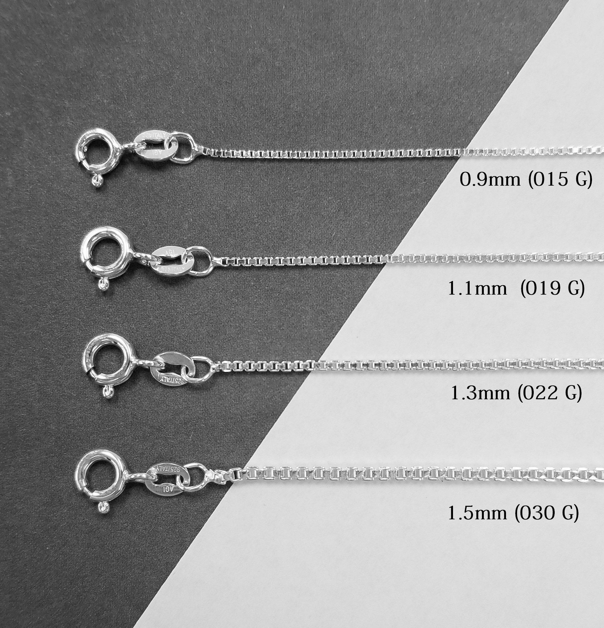 925 Sterling Silver 0.9mm (015 G) Box Chain Necklace, 14 925 Sterling Silver 0.9mm (015 G) Box Chain Necklace, 14