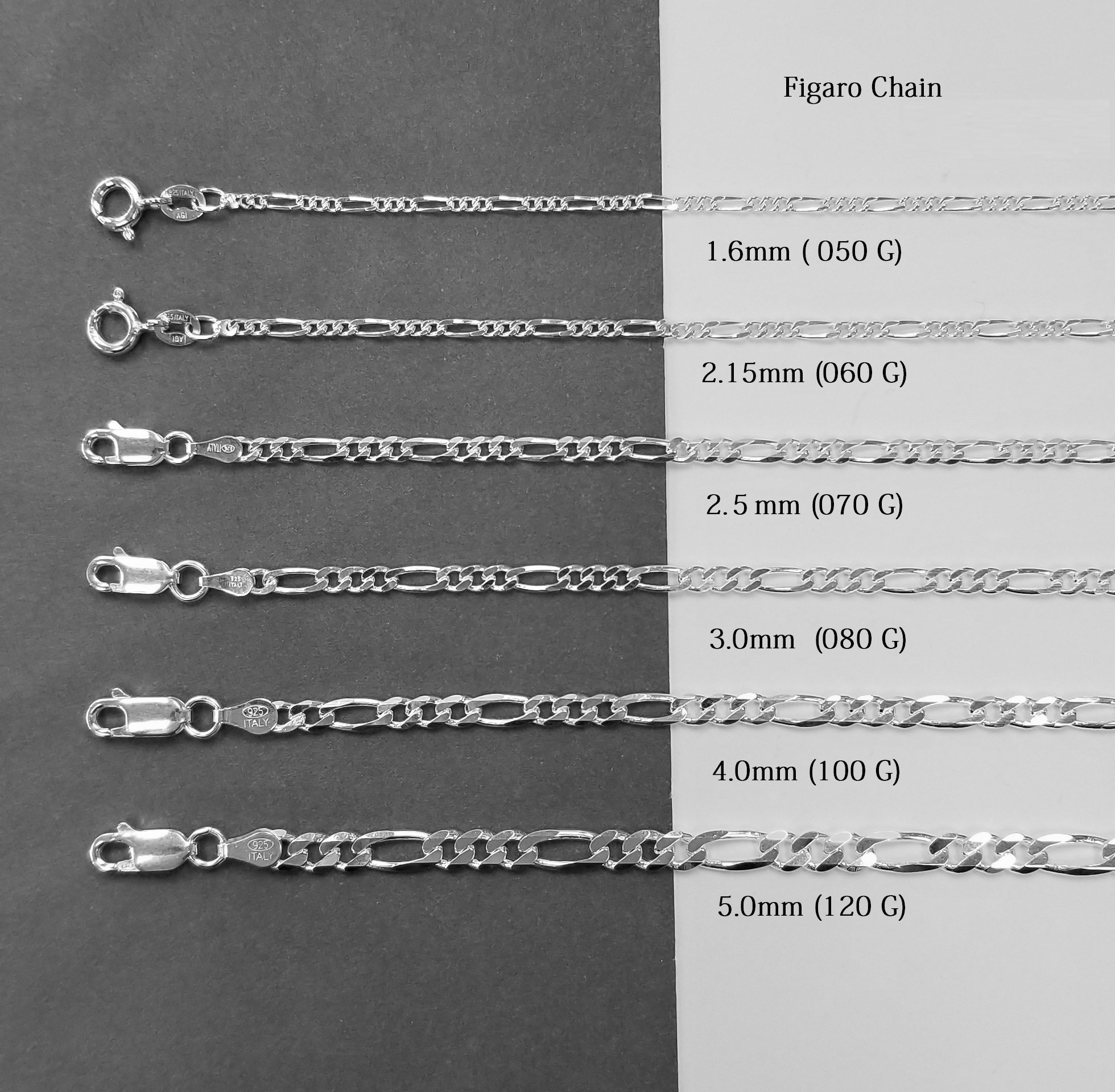 Figaro bulk chain*sterling silver 925*FD 70 2,7 mm - SILVEXCRAFT