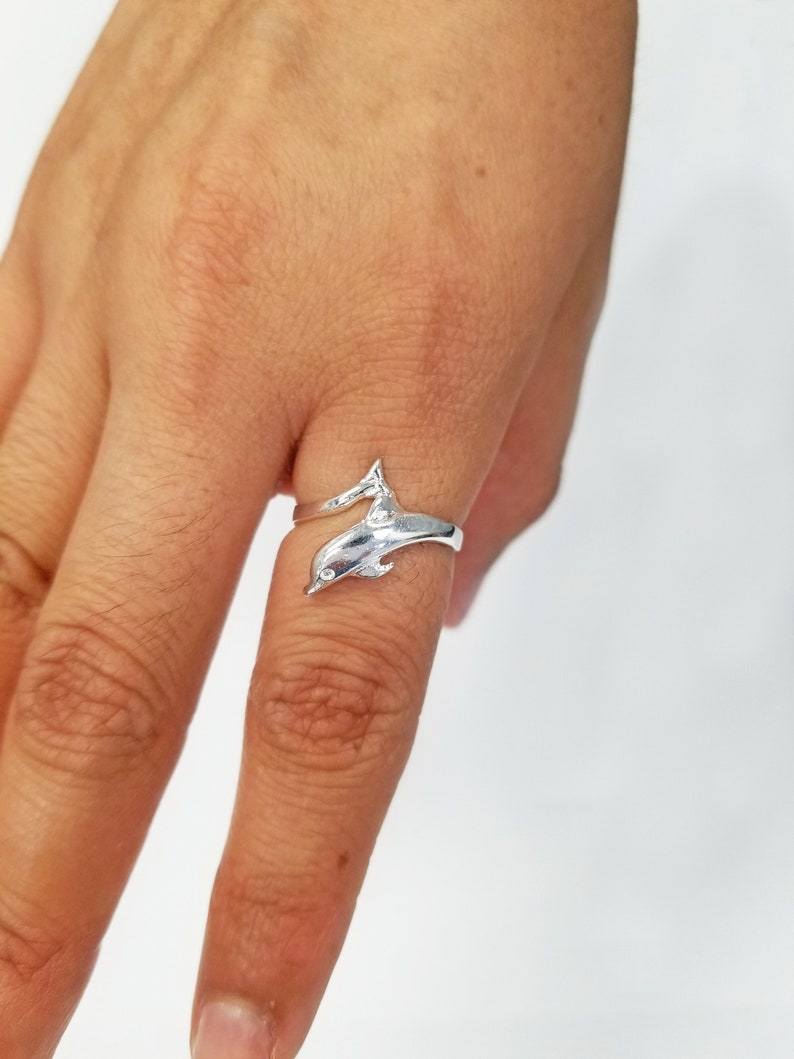 925 Sterling Silver Dolphin Ring Etsy