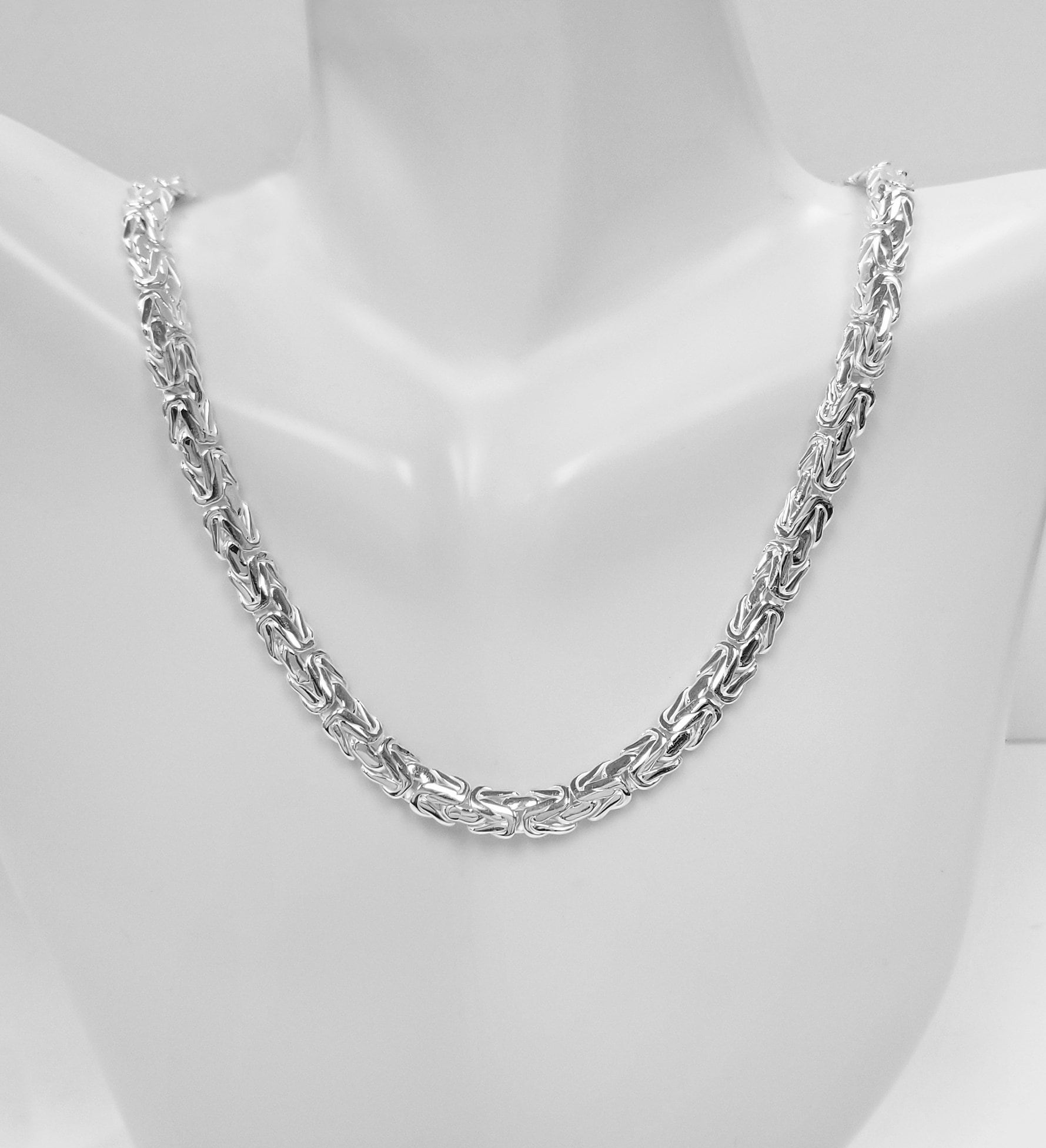 925 Sterling Silver Classic Flat Byzantine Necklace, Bracelet