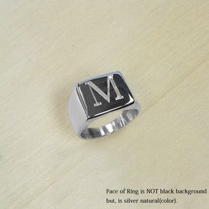 925 Sterling Silver Men's Signet Monogram Ring, Men's Square/Rectangle Ring