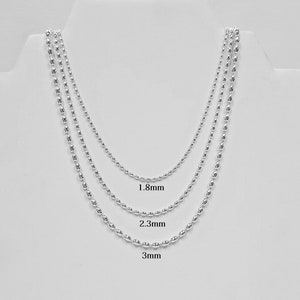 Sterling Silver 2.3 mm Rice Bead Chain, 925 Oval Bead Chain Necklace made in Italy image 4