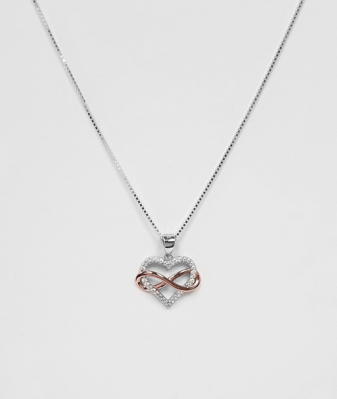 925 Sterling Micro Pavecz Heart/infinite Charm Pendent. Etsy