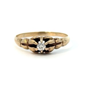 Antique Old European Cut Diamond Belcher Ring in 10k Yellow Gold
