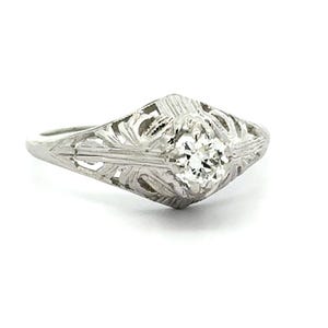 Vintage Old European Cut Diamond Engagement Ring in 18k White Gold