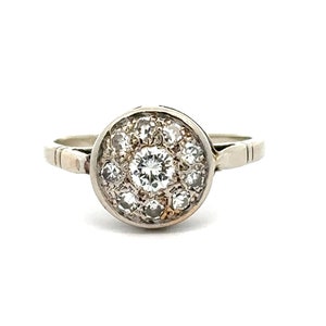 Vintage 0.43ctw Diamond Cluster Engagement Ring in 14k White Gold
