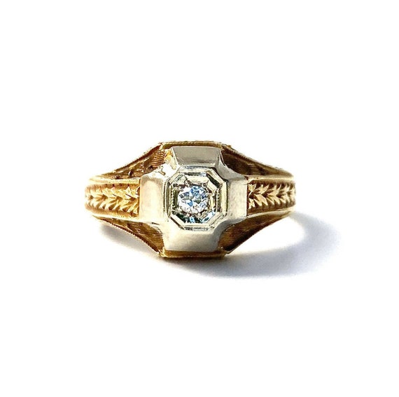 Vintage Old European Diamond Solitaire Ring in 14… - image 1