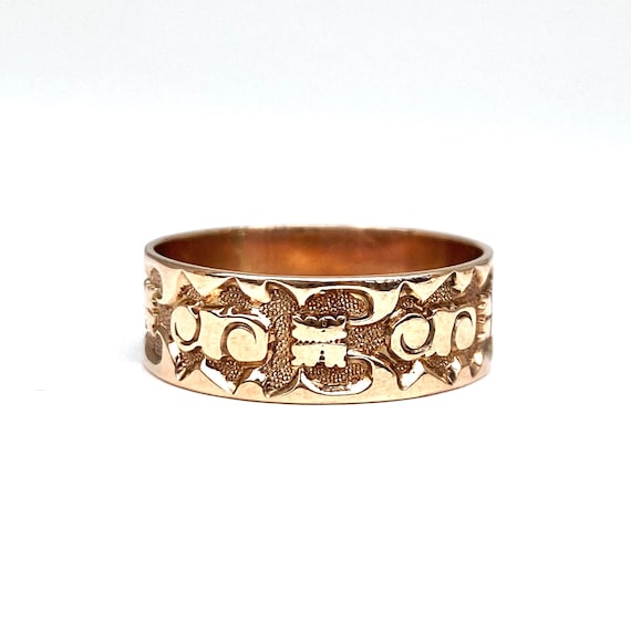 Antique Scroll Patterned Band in 10k Rose Gold