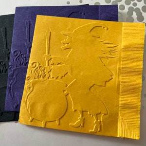 Witch Napkin - Embossed Napkins ~ Halloween Party - Halloween Birthday - Cauldron ~ School Party - Kids Party - Creepy - Beverage ~ Cocktail