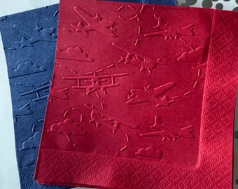 Airplane Napkin ~ Embossed Napkin ~ Party ~ Birthday ~ Airplane ~ Travel ~ Biplane ~ Transportation ~ Plane ~ Flight ~ Beverage ~ Cocktail