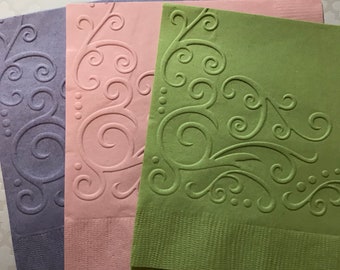 Wedding Napkin ~ Embossed Paper Napkin ~ Anniversary ~ Birthday ~ Bridal ~ Shower ~ Engagement ~ Luncheon ~ Beverage ~ Cake