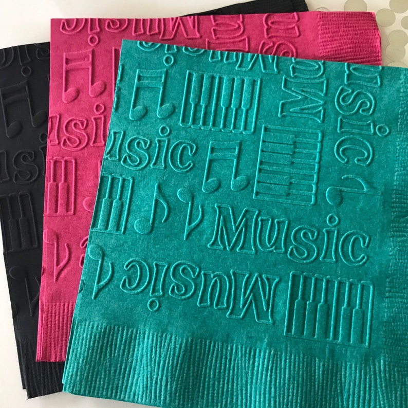 Musical Notes Napkins Embossed Paper Napkin Wedding Etsy
