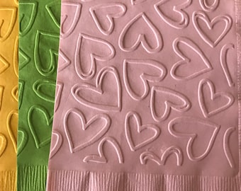 Heart Napkins ~ Embossed Napkins ~ Valentine Decorations ~ Valentine's Day ~ Wedding Napkins ~ Beverage ~ Cocktail