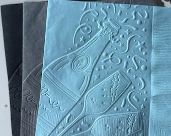 Champagne Toast Napkins ~ Embossed Napkins ~ Bachelorette Party ~ Wedding Bar ~ Cheers ~ Wine Glasses ~ Bubbly ~ Beverage ~ Cocktail