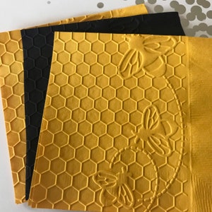 Bumblebee Napkins ~ Embossed Napkin ~ Anniversary ~ Bridal ~ Birthday ~ Bumblebee ~ Bees ~ Honeycomb ~ Garden Party ~ Beverage ~ Cocktail