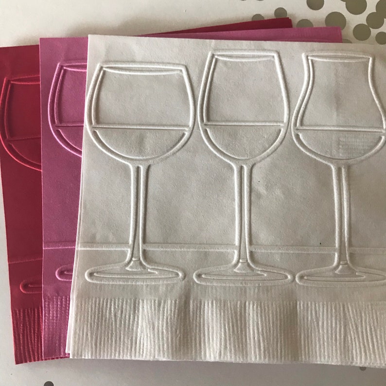 Wine Glass Napkins Embossed Paper Napkin Wedding Etsy
