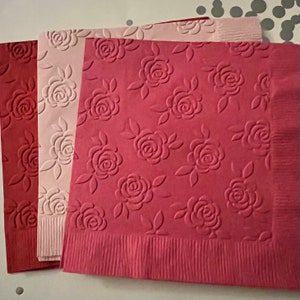 Rose Napkin ~ Embossed Napkin ~ Wedding Flowers ~ Floral ~ Garden Party ~ Garden Club ~ Cocktail ~ Beverage ~ Luncheon