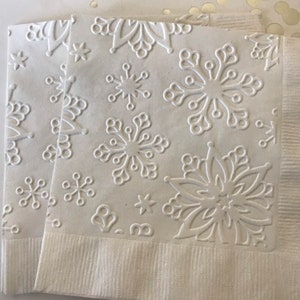 Snowflake Napkin ~ Embossed Paper Napkin ~ Christmas ~ Winter Napkin ~ Winter Wedding ~ Frozen Theme ~ Cocktail ~ Beverage ~ Napkin